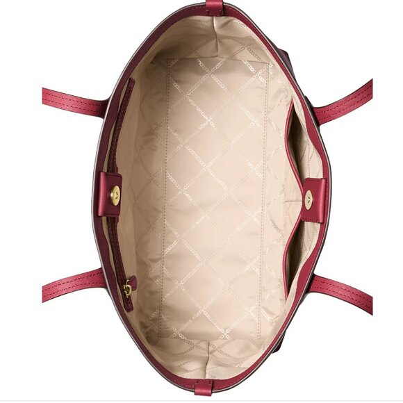 Michael Kors Deep Red Charlie Tote With Small Zip Case NWT Handbag Beautiful - Picture 3 of 14